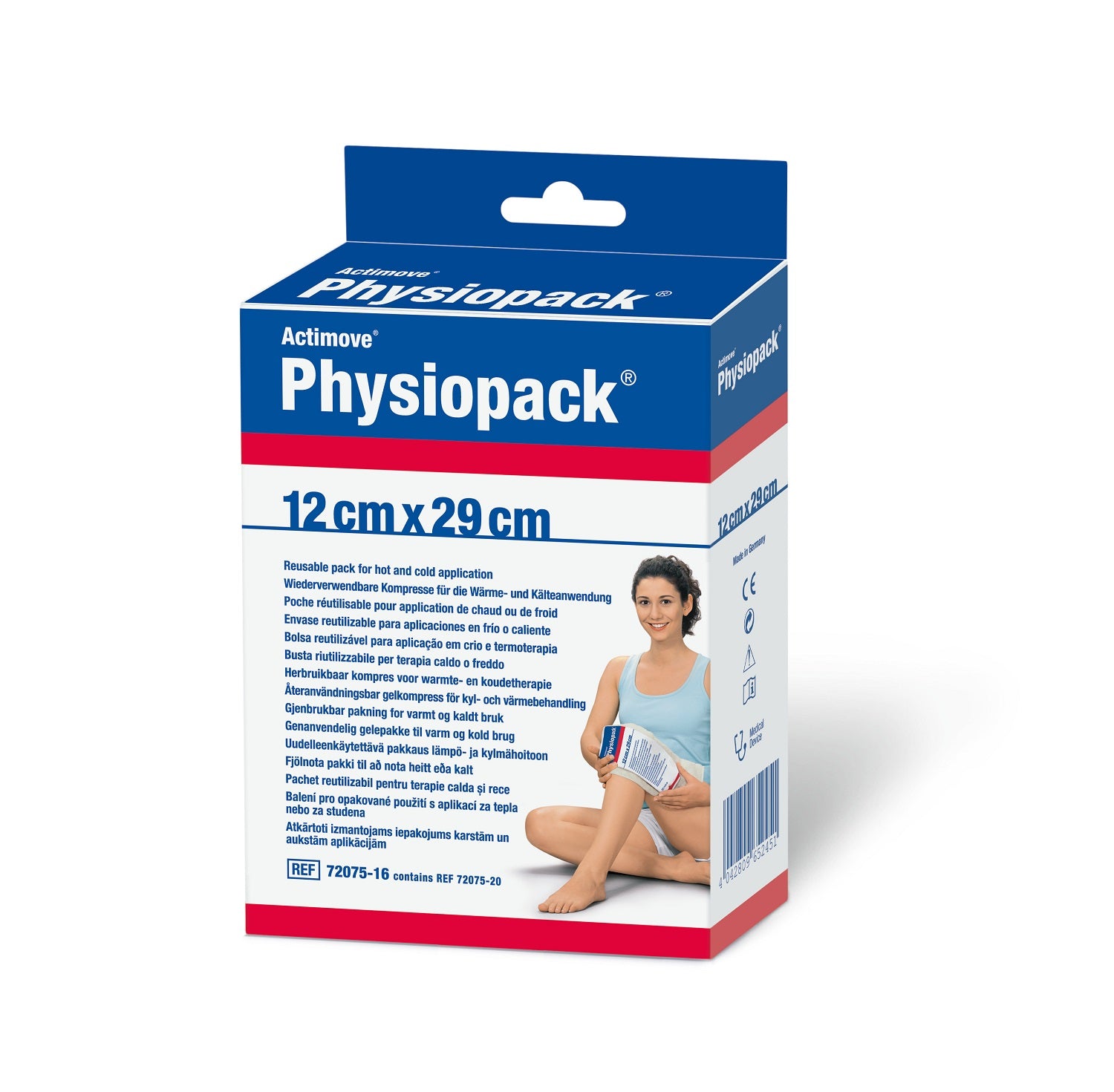 BSN Physiopack warm and cold compress, 12 x 29cm, soft fabric with gel filling for therapeutic relief.