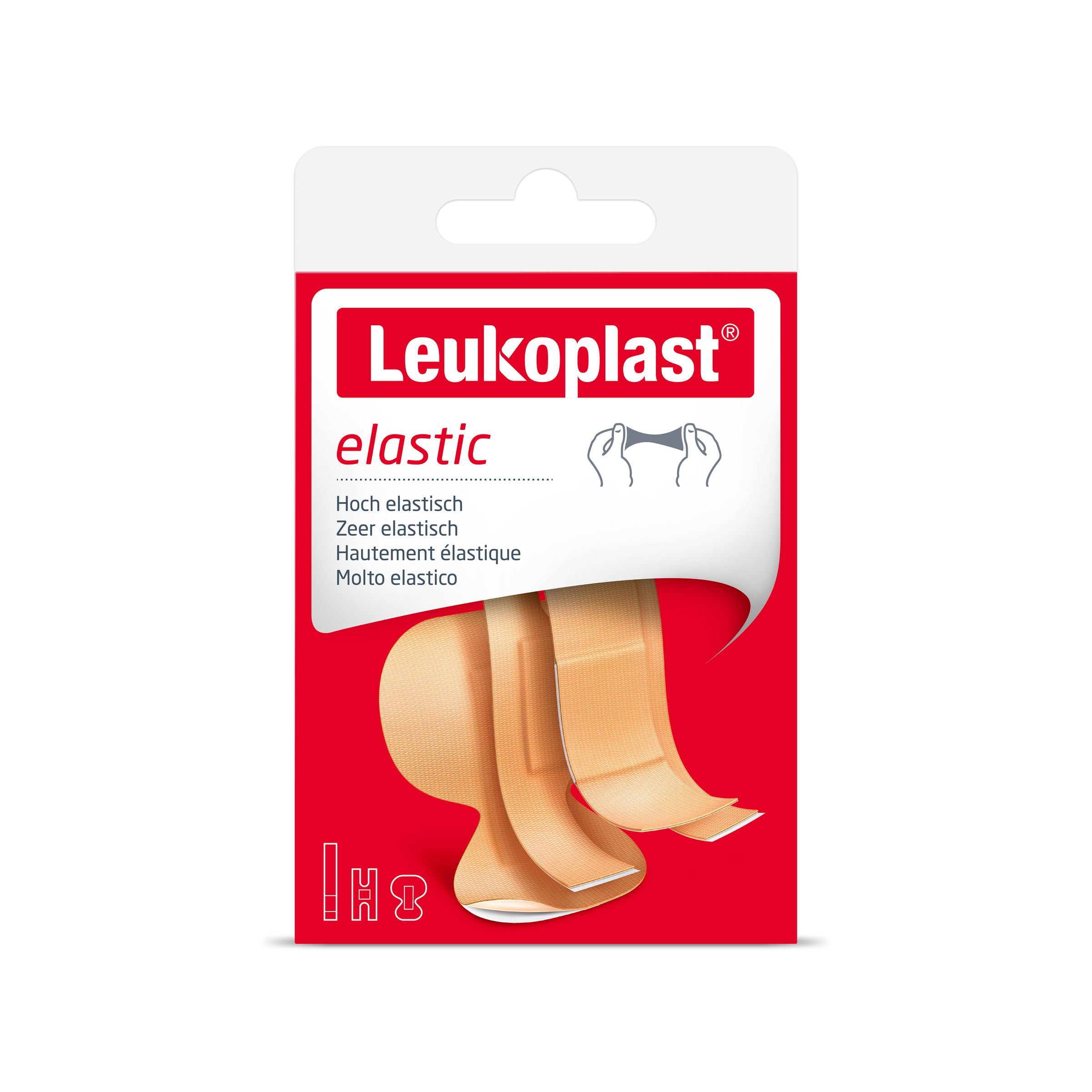 Leukoplast Elastic mix adhesive bandages and tape, 20 pieces, flexible medical wound dressings and support tape.