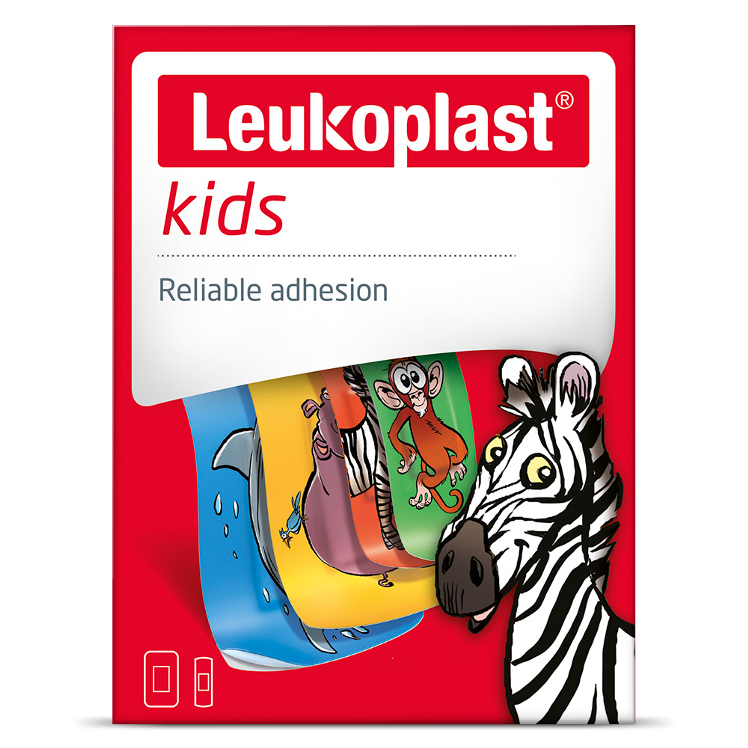 Leukoplast Kids Mix bandages and tapes, 12-pack, colorful adhesive plasters for children, easy to apply and skin-friendly.