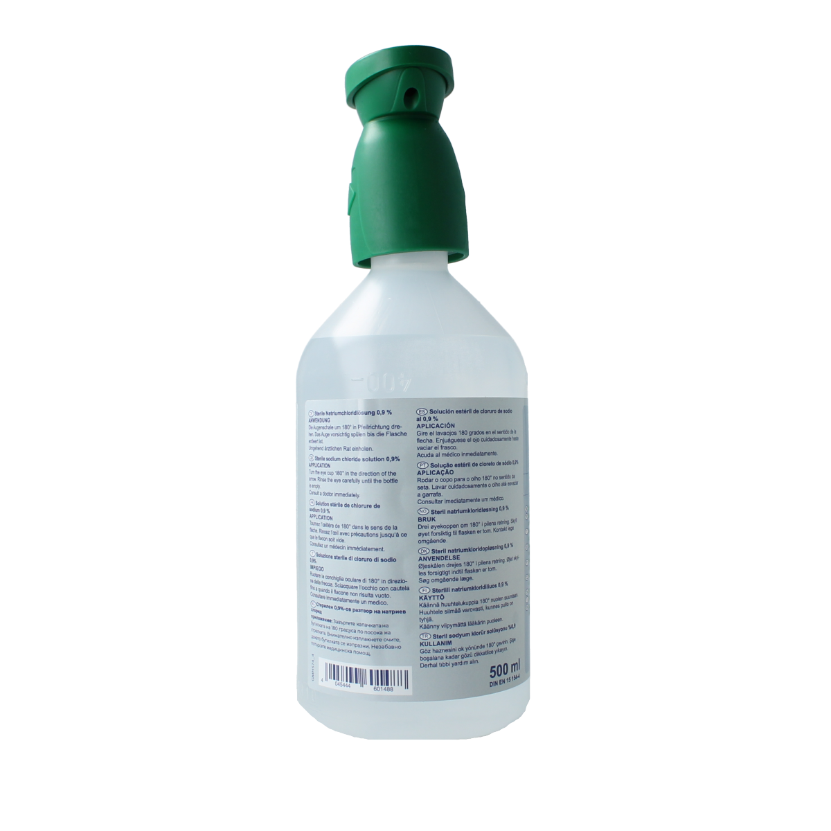 Actiomedic oogverzorging oogspoelfles 500ml met doseersproeikop, bedoeld voor oogspoeling en oogzorg.
