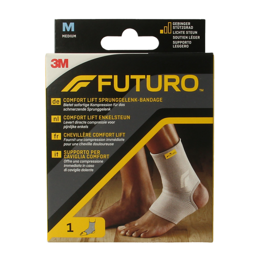 Futuro Comfort lift ankle support bandage in size M, designed to provide ankle stabilization and comfort.
