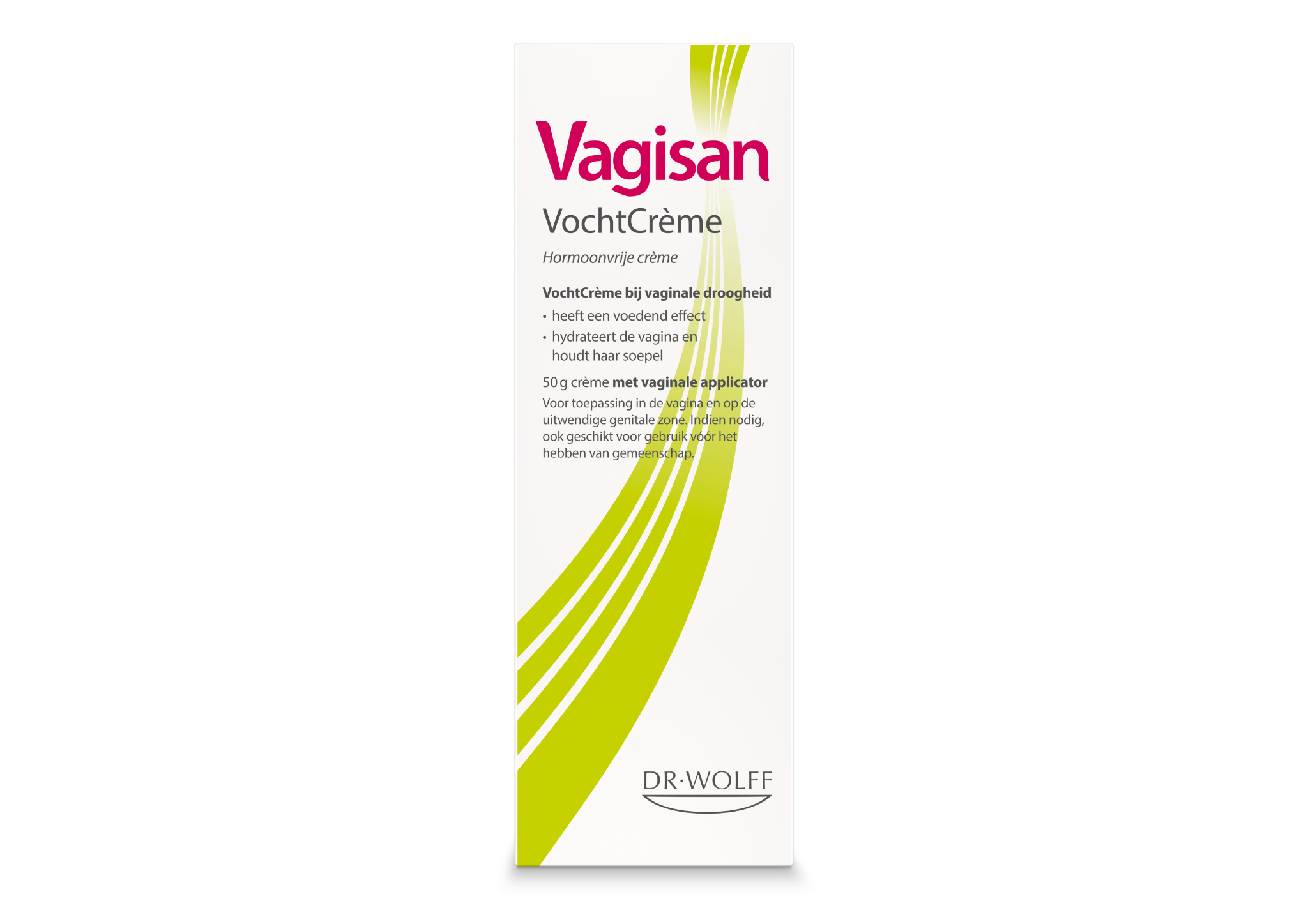 Vagisan Vaginal Moisturizing Cream 50g for feminine hygiene, shown in a tube with the product packaging.