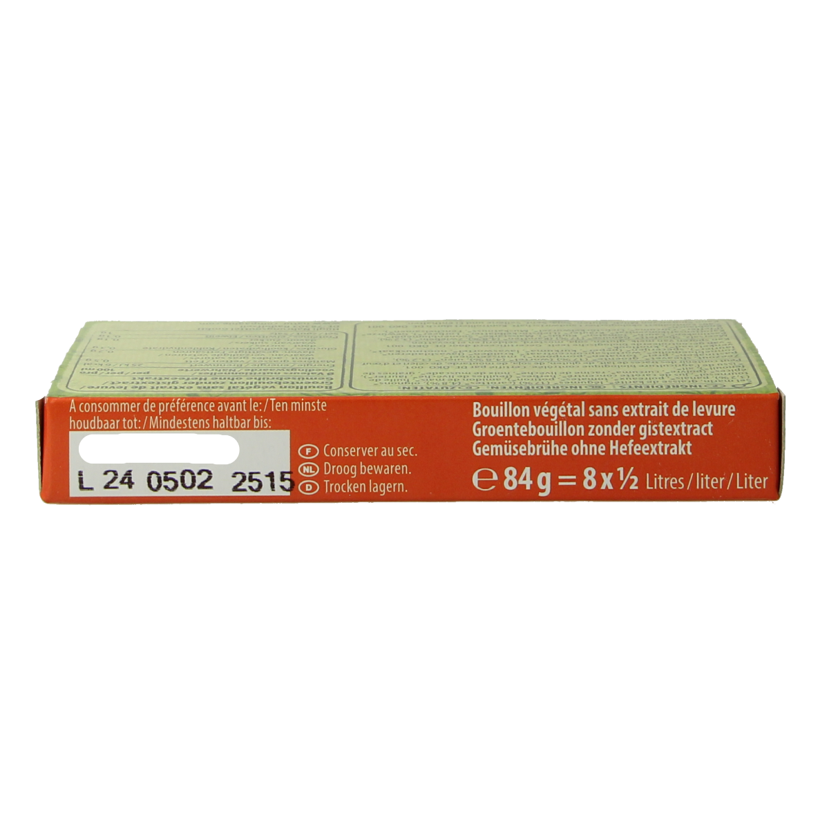 Natur Compagnie organic vegetable bouillon without yeast in a pack of 8, suitable for soups and broths, natural flavor.