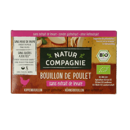 Natur Compagnie organic chicken bouillon cubes without yeast, 8-piece pack, natural flavor for soups and broths