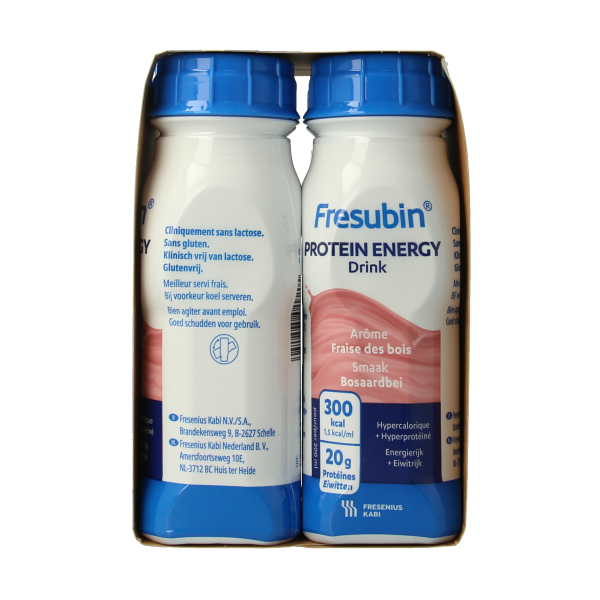 Fresubin Protein bosaardbei 200ml medical dietary supplement bottles, strawberry flavor, 4-pack, nutrition for medical use