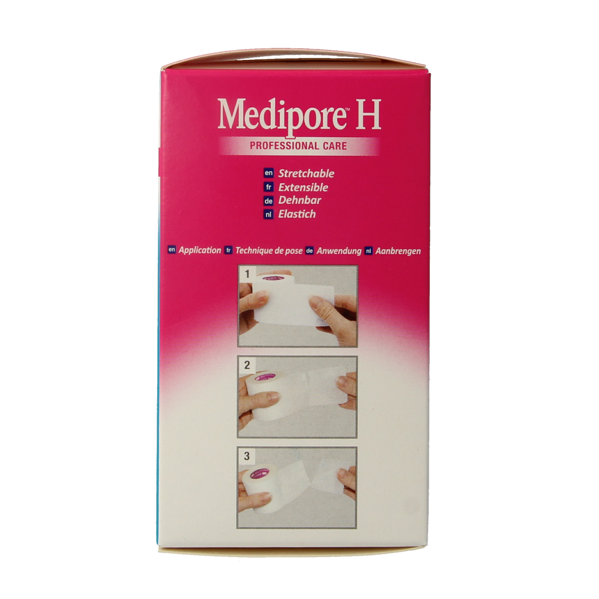 3M Medipore hechtpleister, 10cm x 5m, soft medical tape for wound care and secure dressing application.
