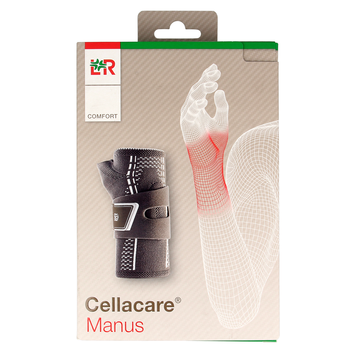 Cellacare Manus comfort right wrist bandage size 2, medical bandage for wrist support, single piece.