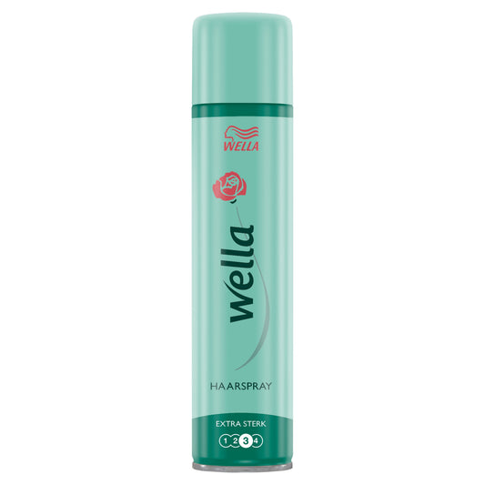 Wella Extra Strong Hold Hair Spray 250ml bottle, styling product with aerosol spray for long-lasting hold