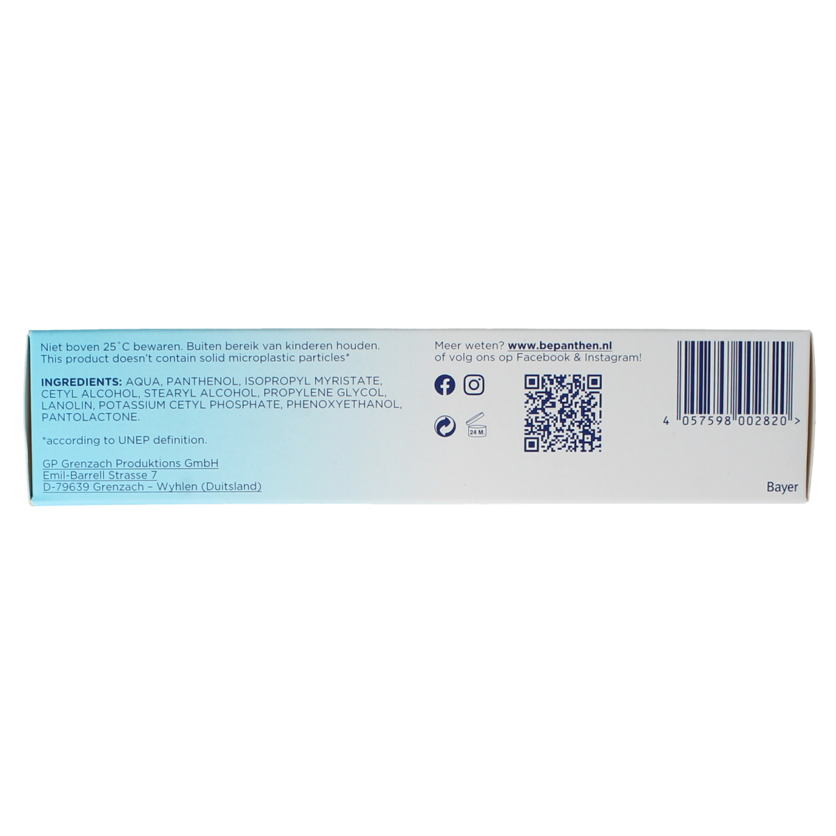 Bepanthen Creme verzorgend voor lichaamsverzorging, 100 gram, met zachte, voedende textuur voor huidverzorging.