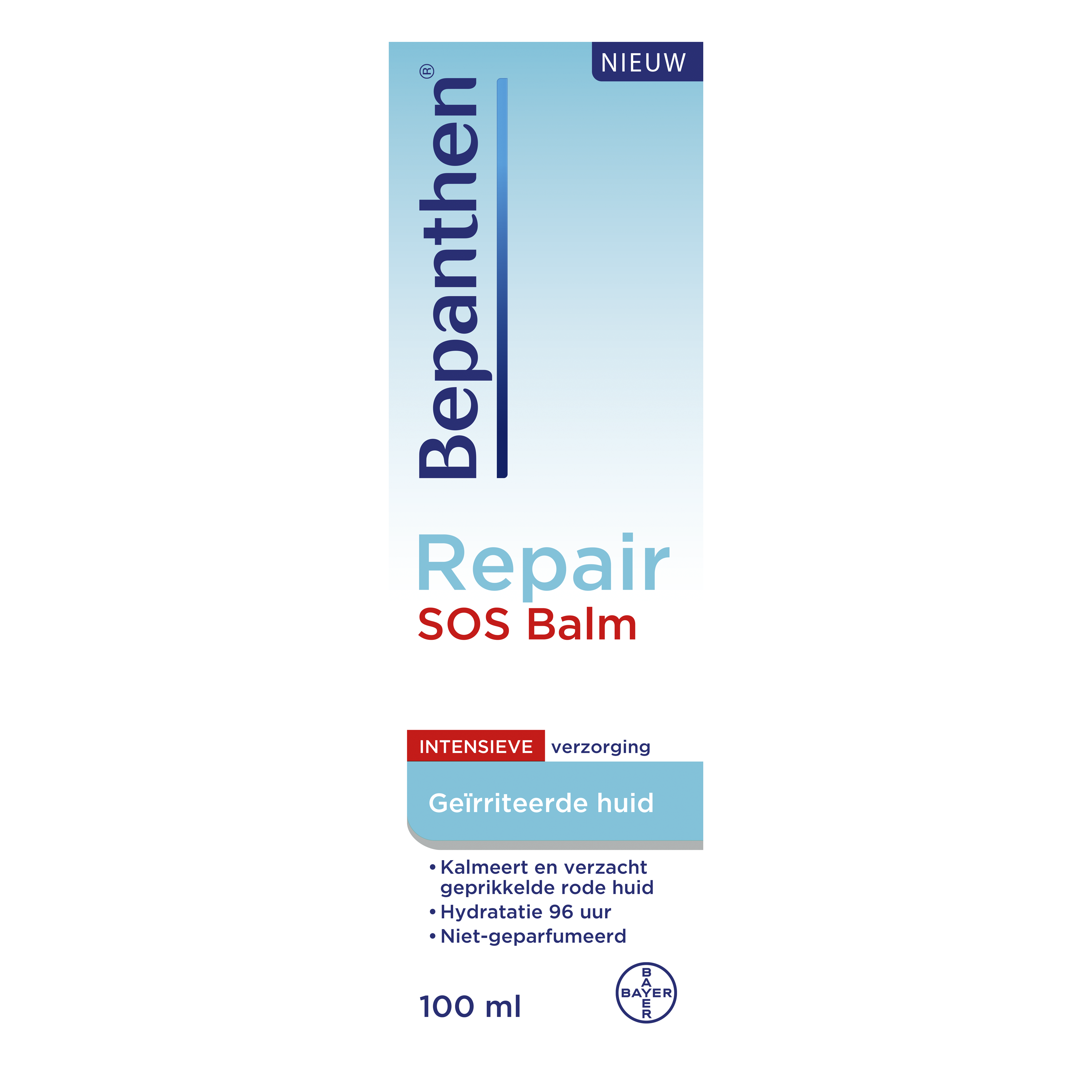 Bepanthen Repair SOS balsem in 100ml tube, a body care product for skin repair and soothing.