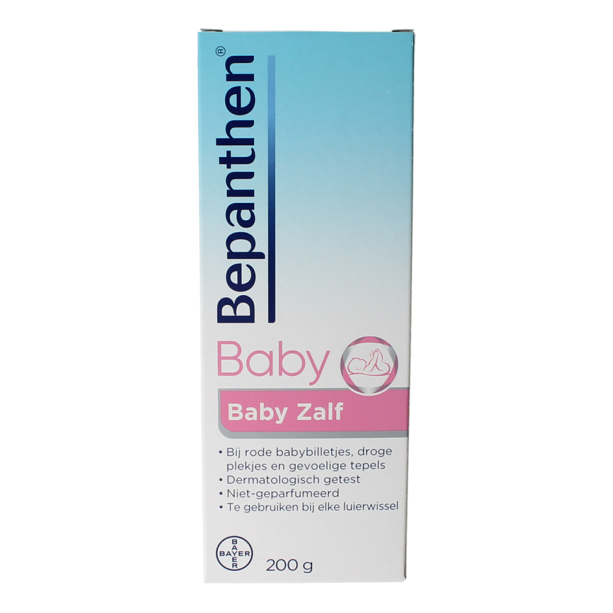 Bepanthen Babyzalf 200g jar for baby and toddler skin care, featuring the Bepanthen brand logo and product label visible.