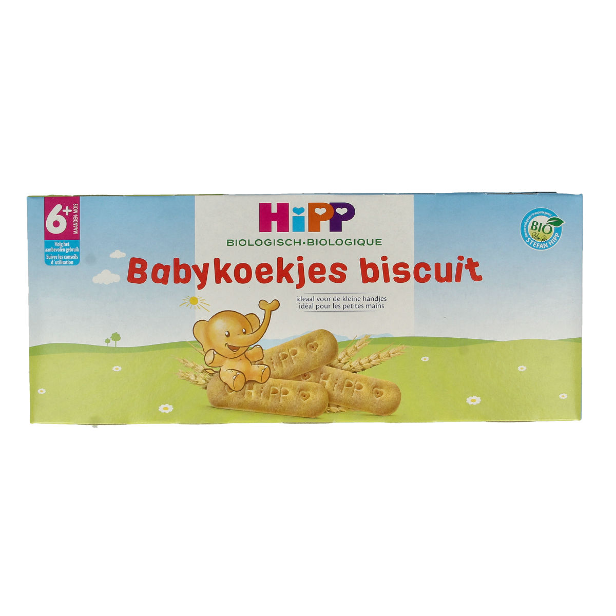 Hipp bio baby cookies in 180g package, featuring small, round organic biscuits suitable for infants.
