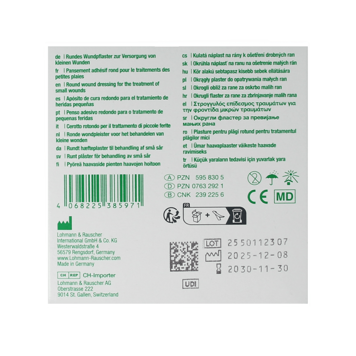 Curaplast Sensitive wound plaster, round 2.3cm, pack of 100, adhesive bandages for gentle skin protection