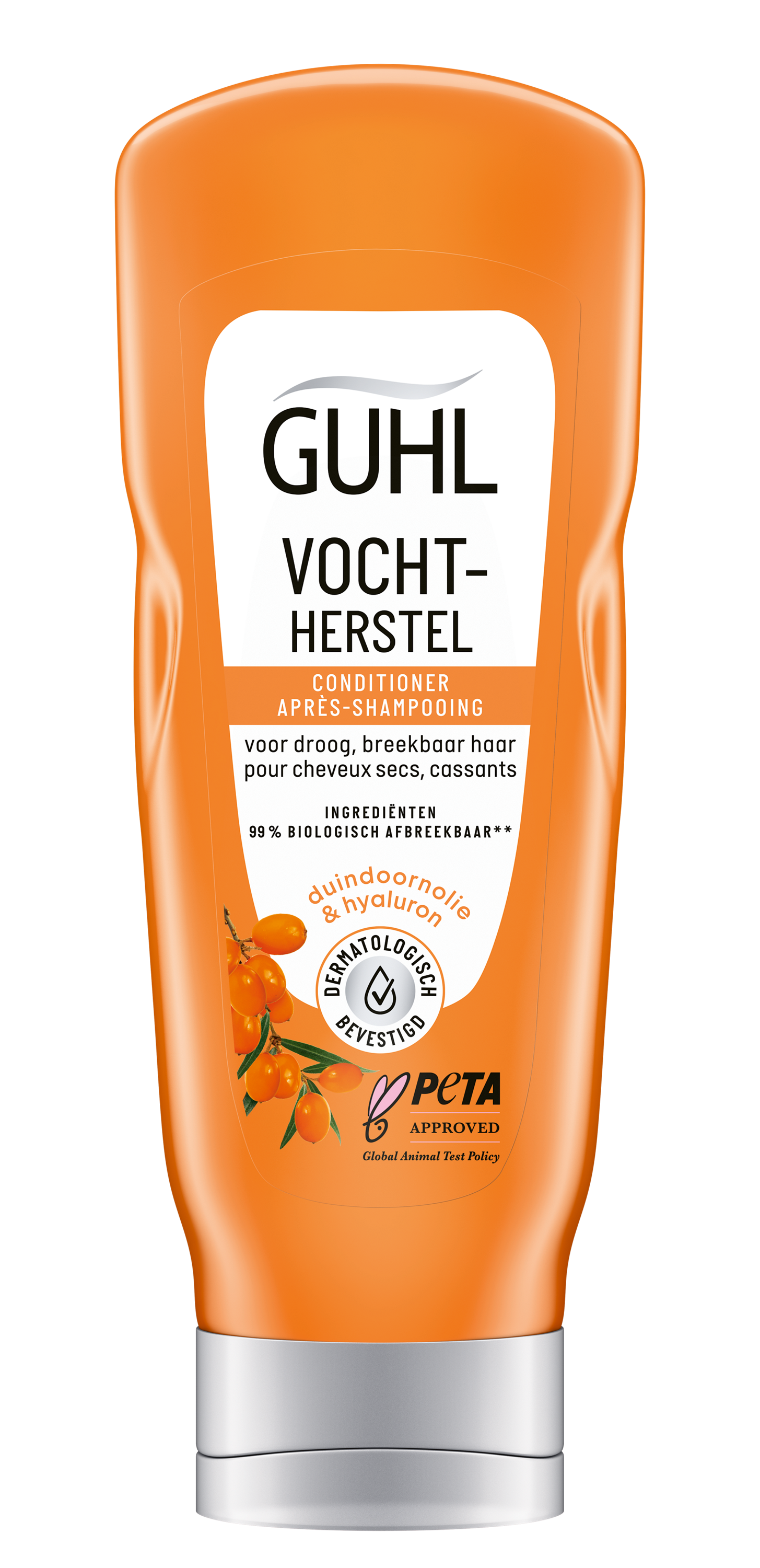 Guhl Vochtherstel conditioner for hair, 200ml bottle, nourishing hair care product with a sleek container and label detail.