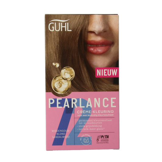 Guhl Pearlance intensieve gezichtscrème in lichtblonde tint, verzorgt en verheldert de huid met een cremekleurige finish.
