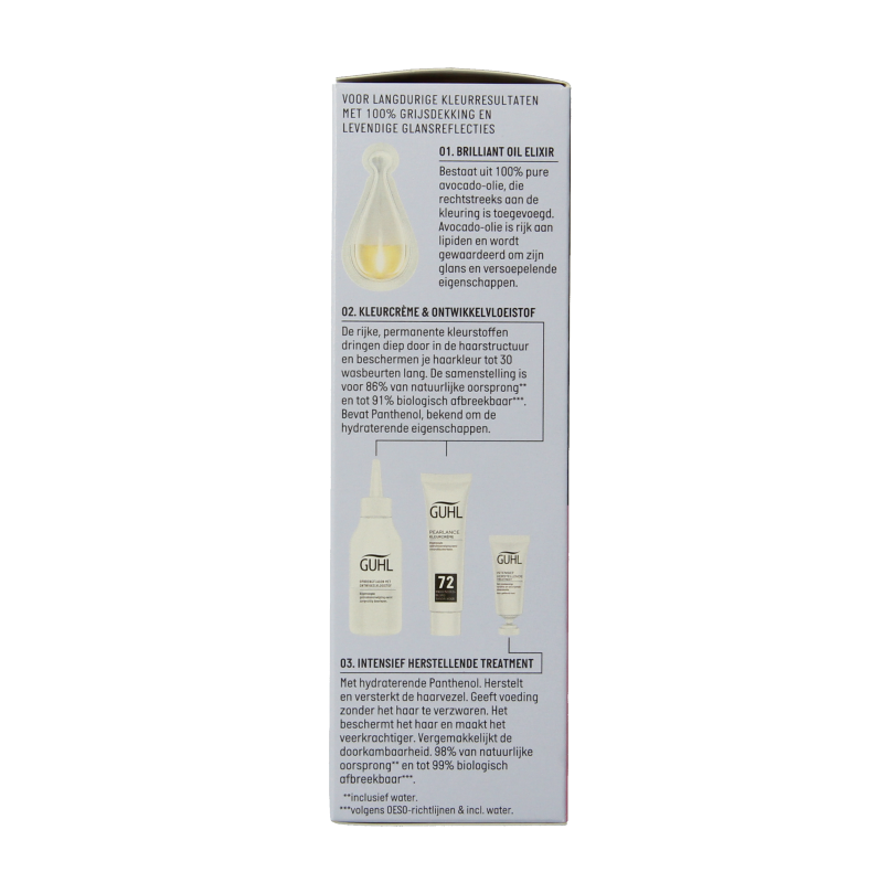 Guhl Pearlance intensieve gezichtsverzorging crèmekleur voor middenblond haar, product set, verpakt in een kleurrijke doos