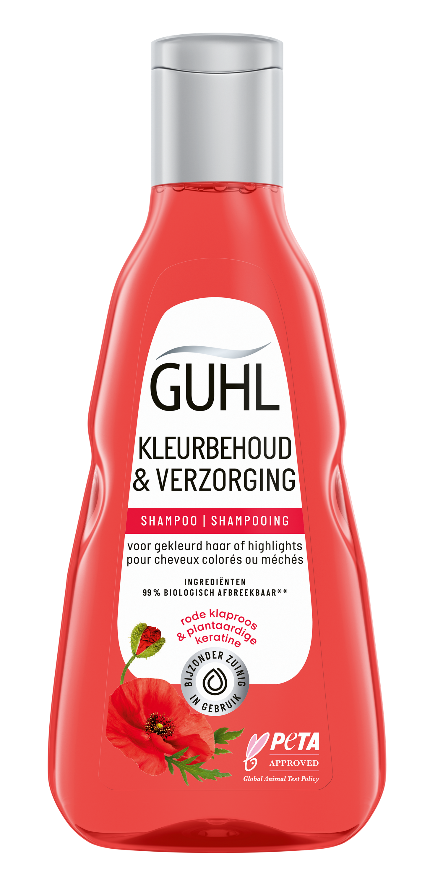 Guhl Kleurbehoud & verzorging shampoo in 250ml bottle, designed for color-treated hair, with a clean label and pump dispenser.