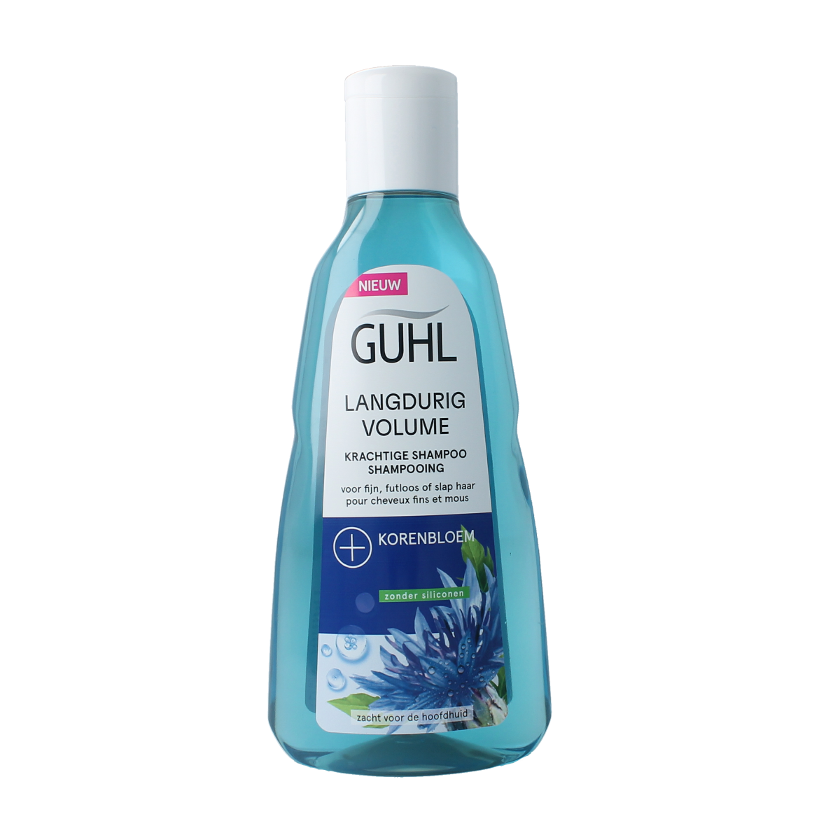 Guhl Langdurig volume shampoo bottle, 250ml, with vibrant packaging, designed to add long-lasting volume to hair.
