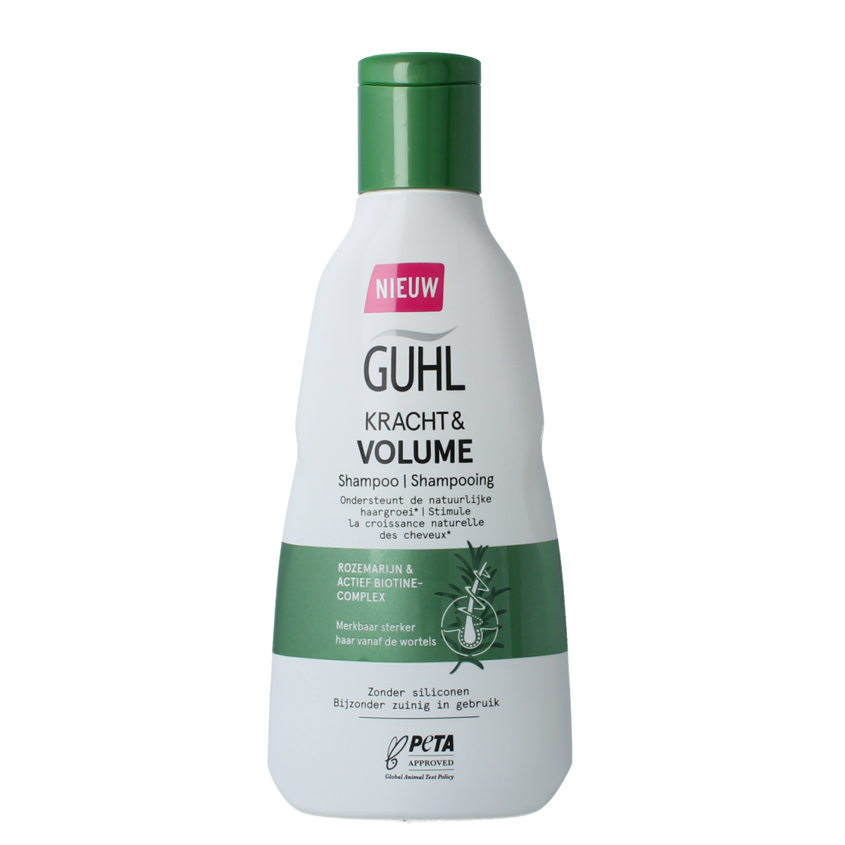 Guhl Kracht & Volume shampoo bottle for hair care, 250ml, featuring vibrant packaging with a focus on volume and strength.