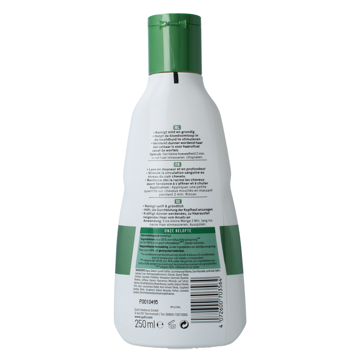 Guhl Kracht & Volume shampoo bottle with 250ml of hair care product for strengthening and adding volume to hair