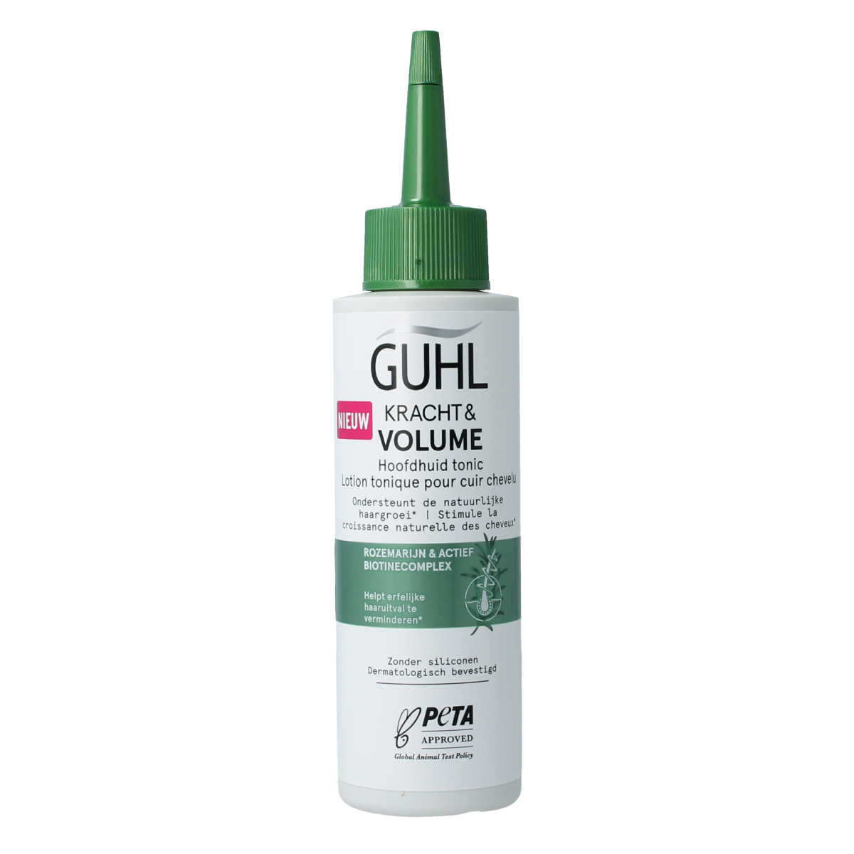 Guhl Kracht & Volume scalp tonic bottle, 125ml, for hair strengthening and volumizing scalp care.
