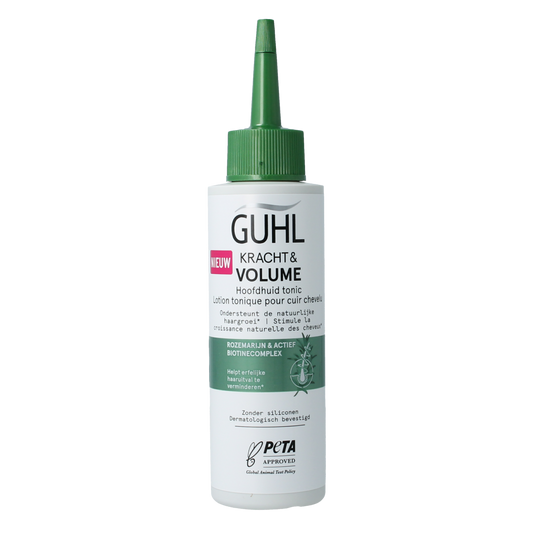 Guhl Kracht & Volume scalp tonic bottle, 125ml, for hair strengthening and volumizing scalp care.