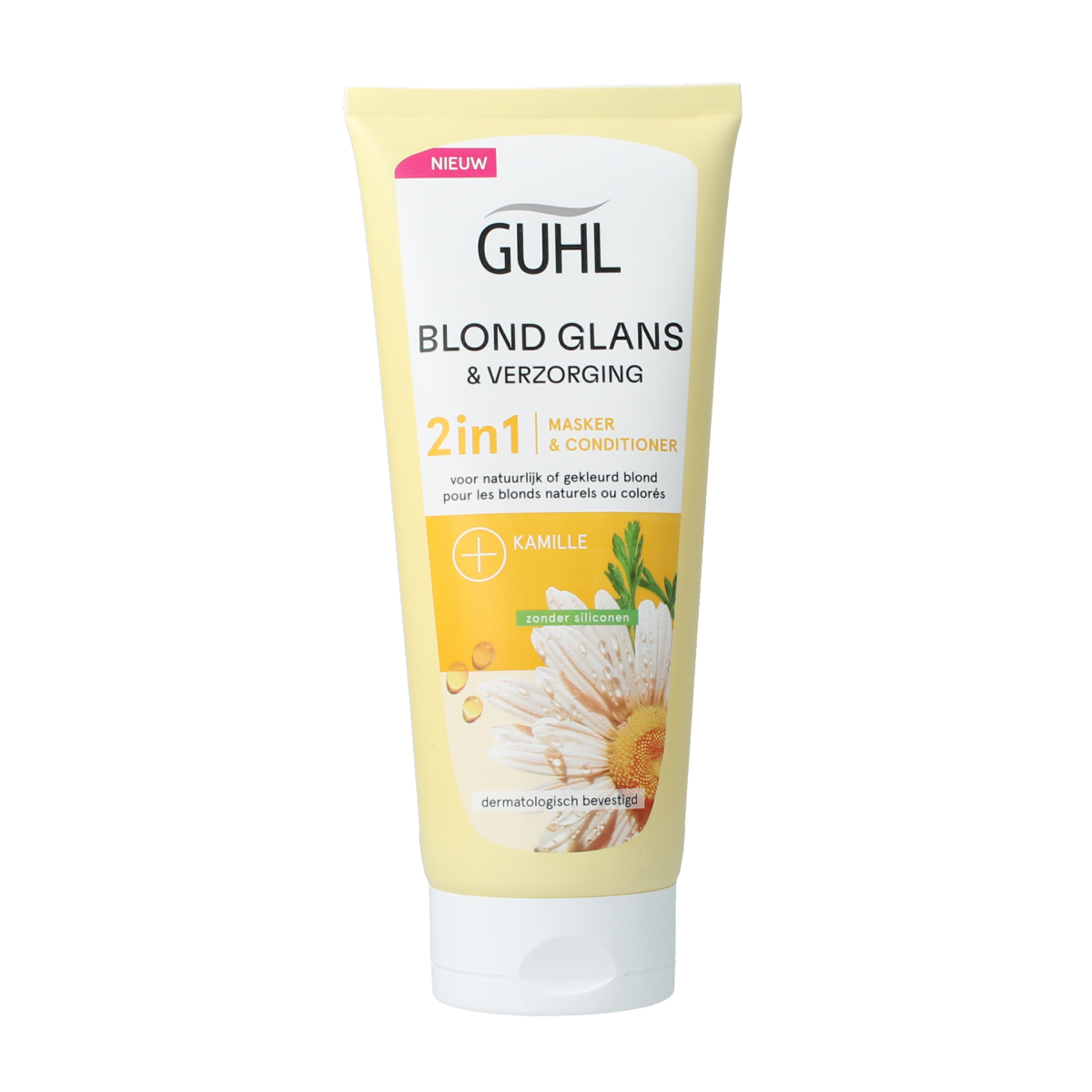 Guhl Fascinerend Blond Conditioner 2-in-1, 200ml, hair care product for blond hair, with a sleek bottle and product label visible.