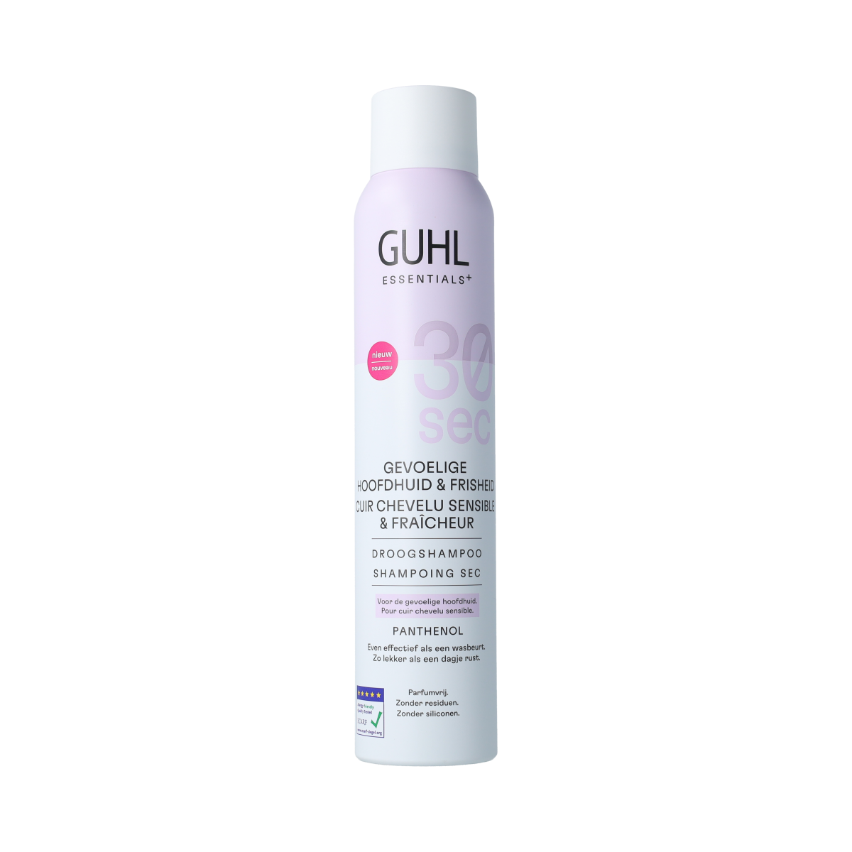 Guhl Guhl Gevoelige Hoofdhuid droogshampoo 200ml, hair care product for sensitive scalps, with spray bottle visible.
