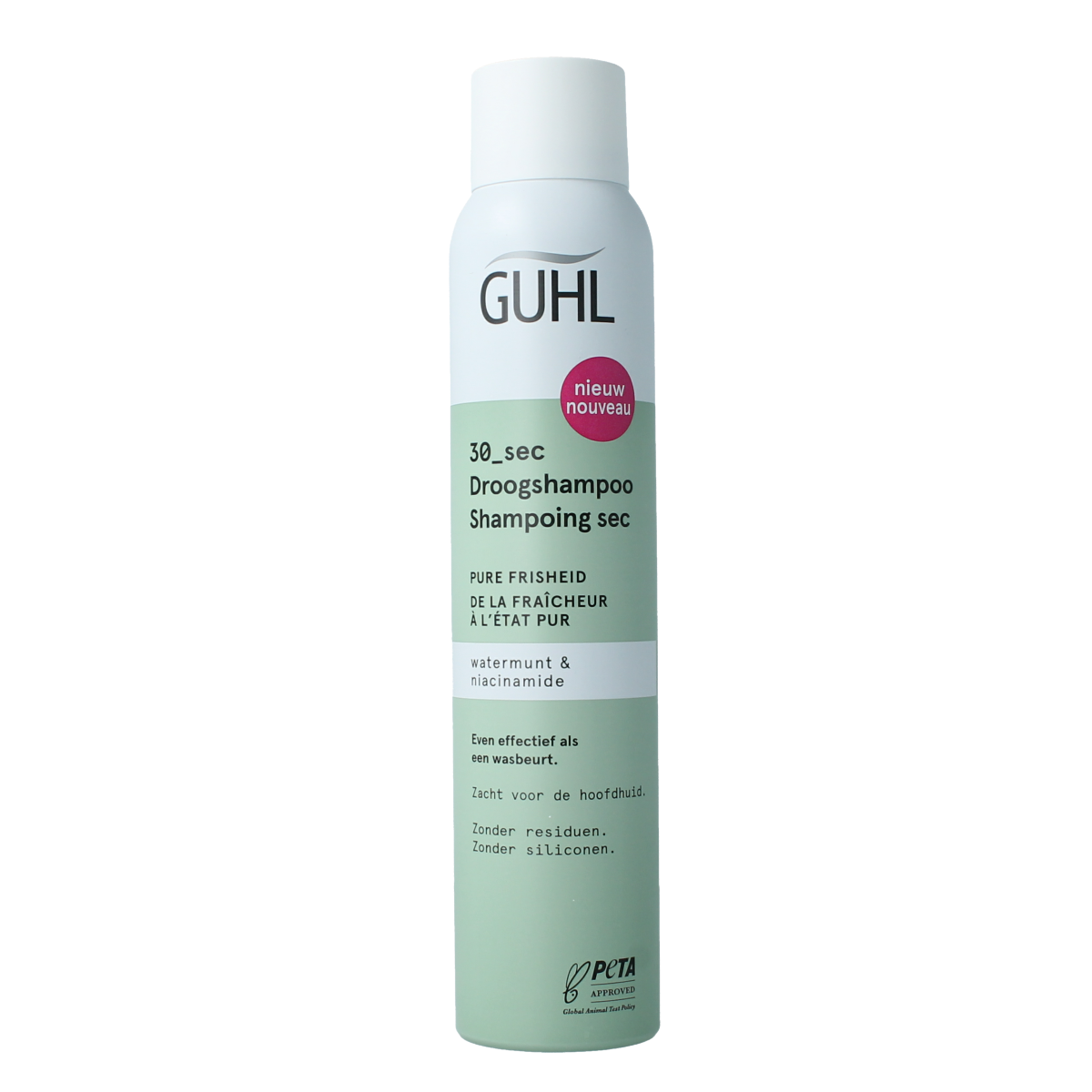 Guhl Droogshampoo 30sec pure frisheid in 200ml bottle, Haarverzorging product with spray nozzle for quick freshness.