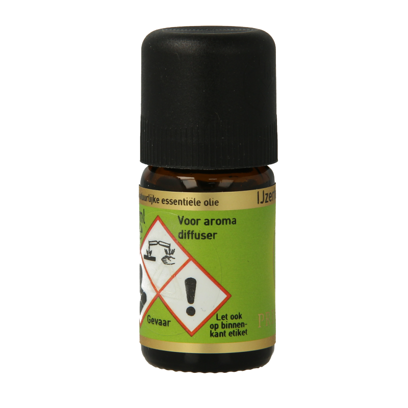 Primavera bio IJzerhard citroenverbena etherische olie in 5ml bottle, natural essential oil for aromatherapy and wellness