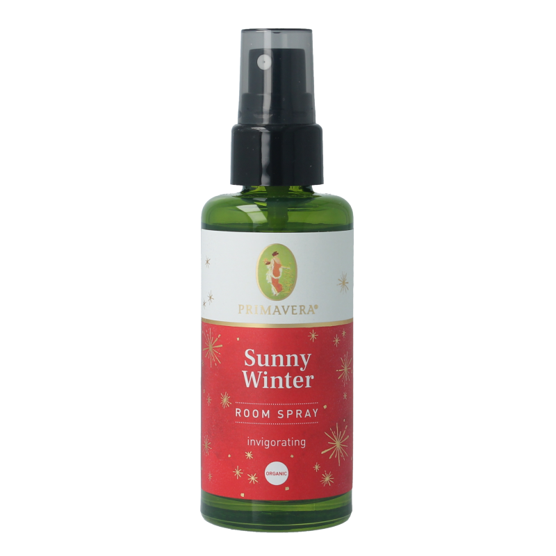 Primavera Sunny Winter Roomspray in 50ml bottle, a natural geurverspreider with fresh winter scent for home fragrance.