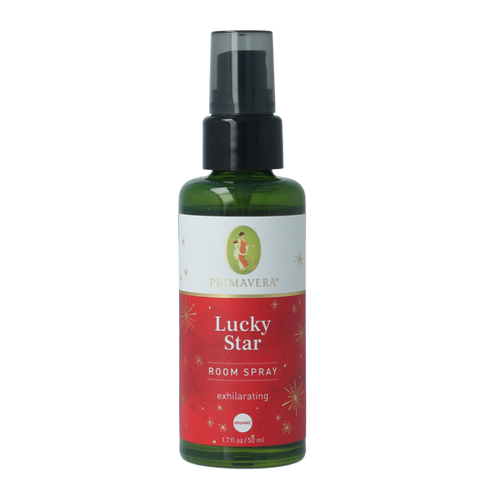 Primavera Lucky Star bio roomspray in 50ml bottle, natural geurverspreider for freshening indoor spaces.