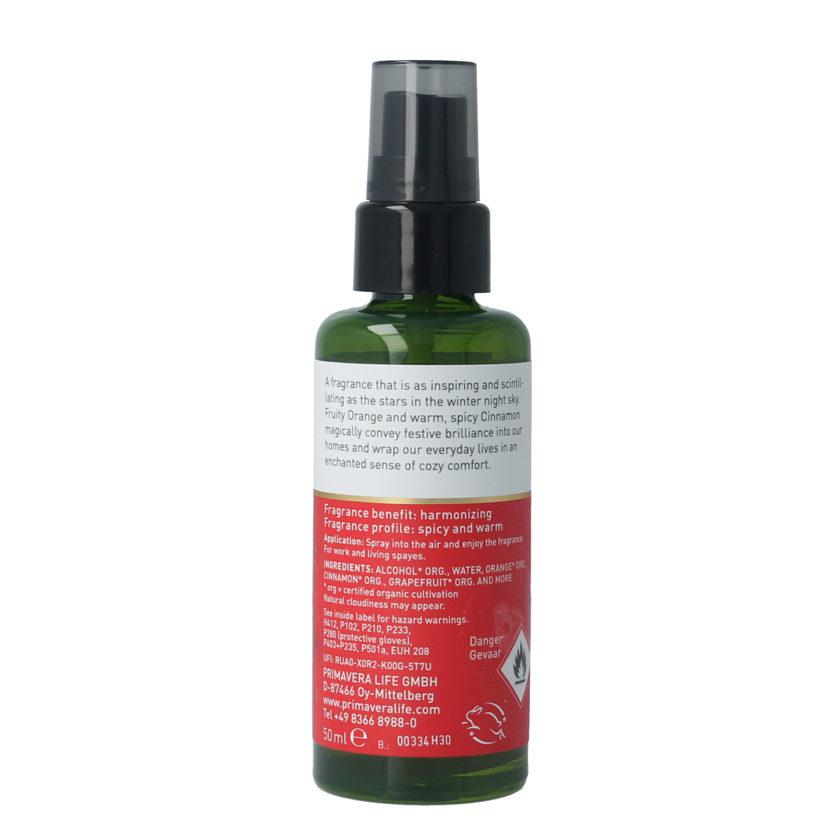 Primavera Starry Dream bio room spray in 50ml bottle, a fragrant geurverspreider with a calming, dreamy scent for home use.