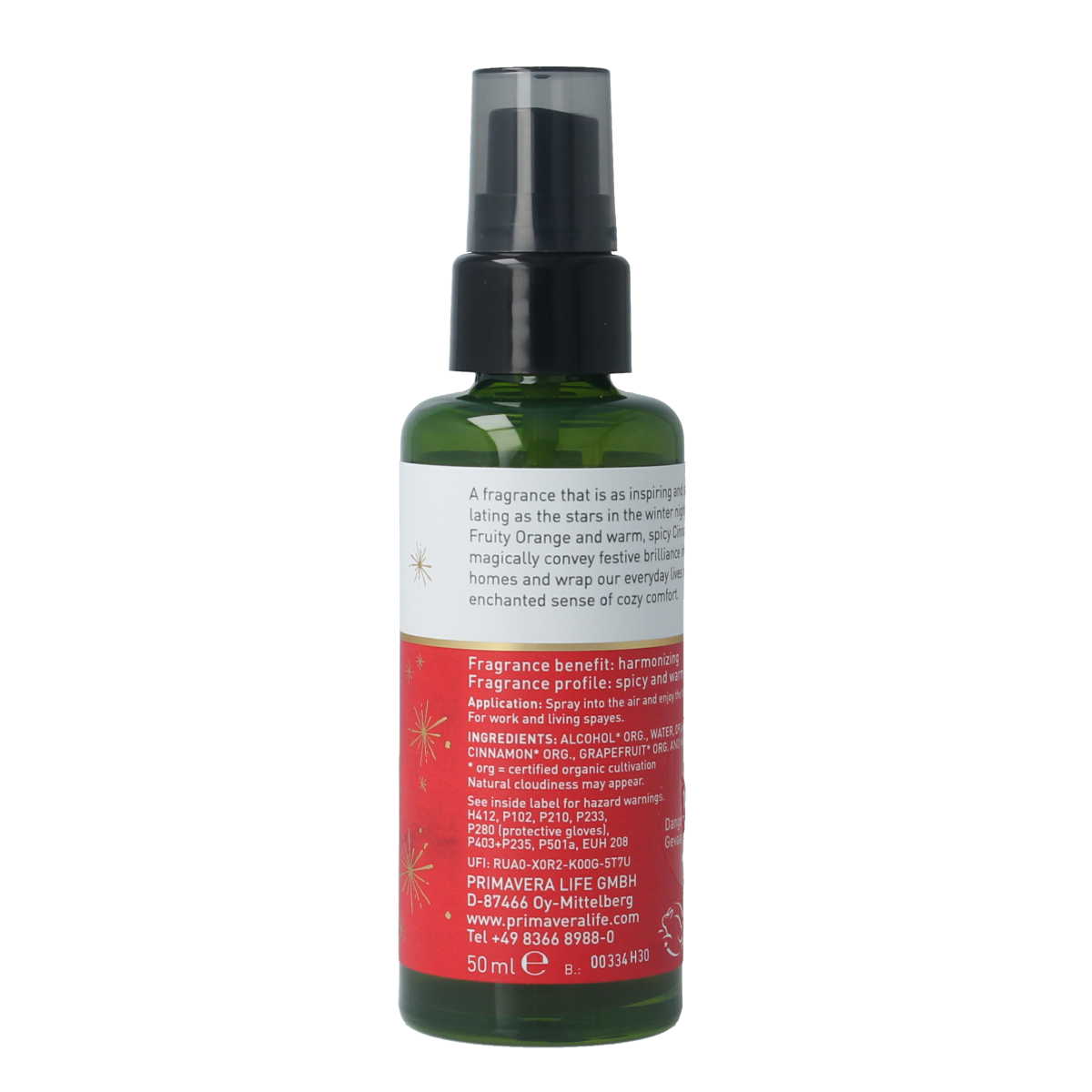 Primavera Starry Dream bio room spray in 50ml bottle, a natural fragrance diffuser for fresh, aromatic home scenting.
