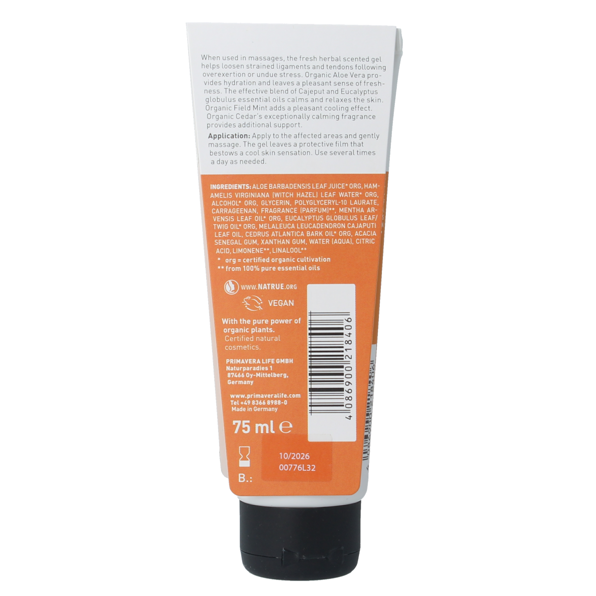 Primavera Active Comfort Sport Gel for muscles and joints, 75ml, soothing gel for athletic recovery and pain relief.