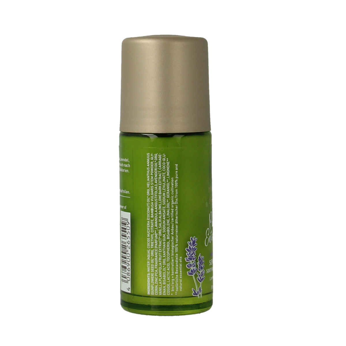 Primavera relaxing soothing deodorant in 50ml bottle, gentle and calming personal care product with floral scent.