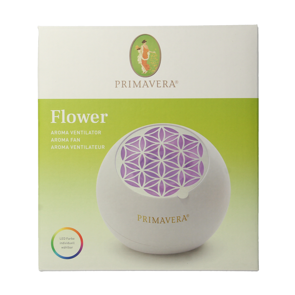 Primavera Aroma fan flower essential oil bottle, 1.00 piece, natural etherische oliën product with floral scent and clear packaging