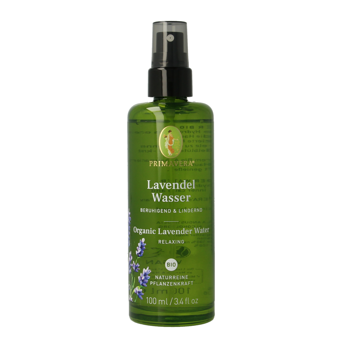 Primavera Lavender Water Bio in 100ml bottle, natural floral essence from etherische oliën collection