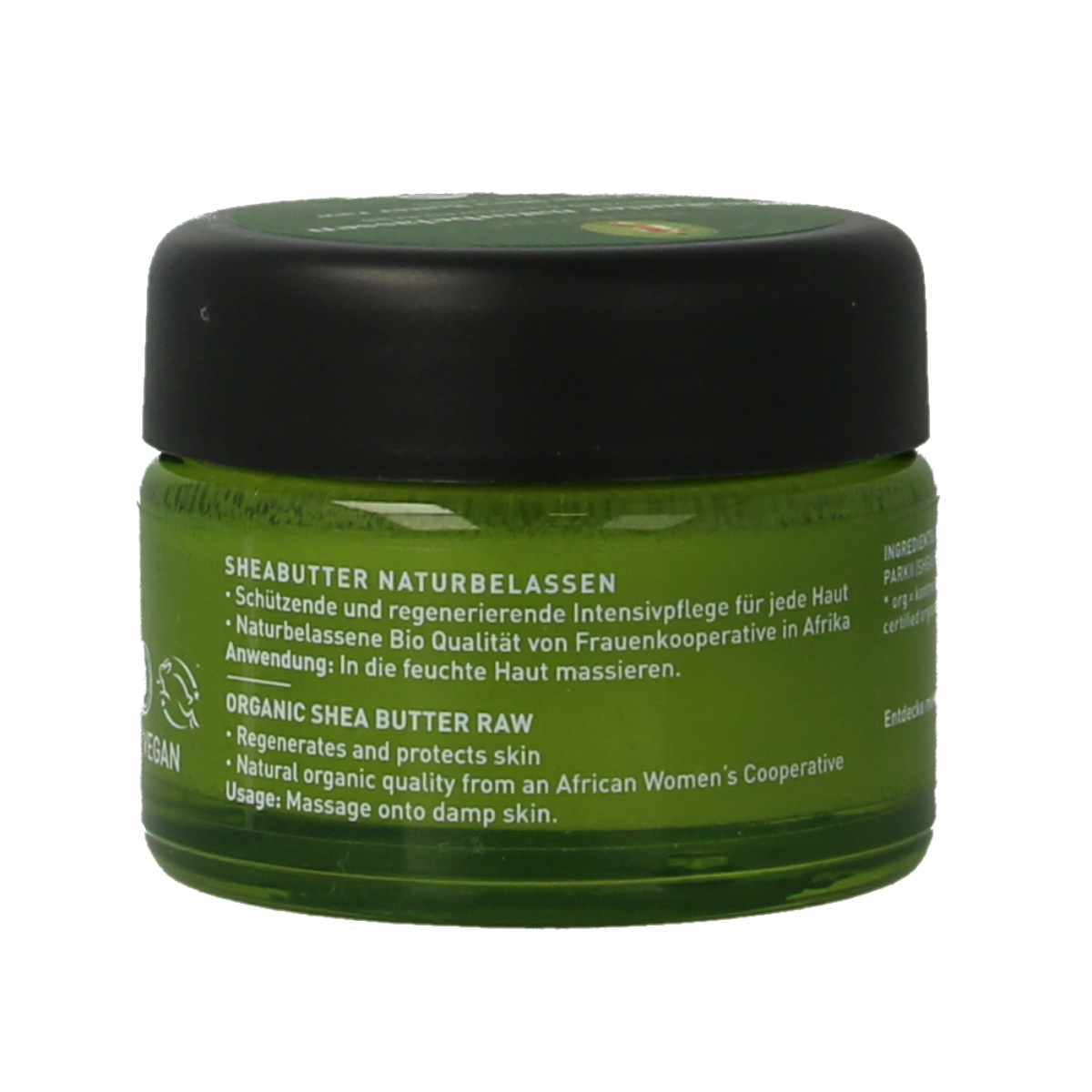 Primavera Shea butter raw bio in 45ml jar, natural body care product with creamy texture and nourishing properties.