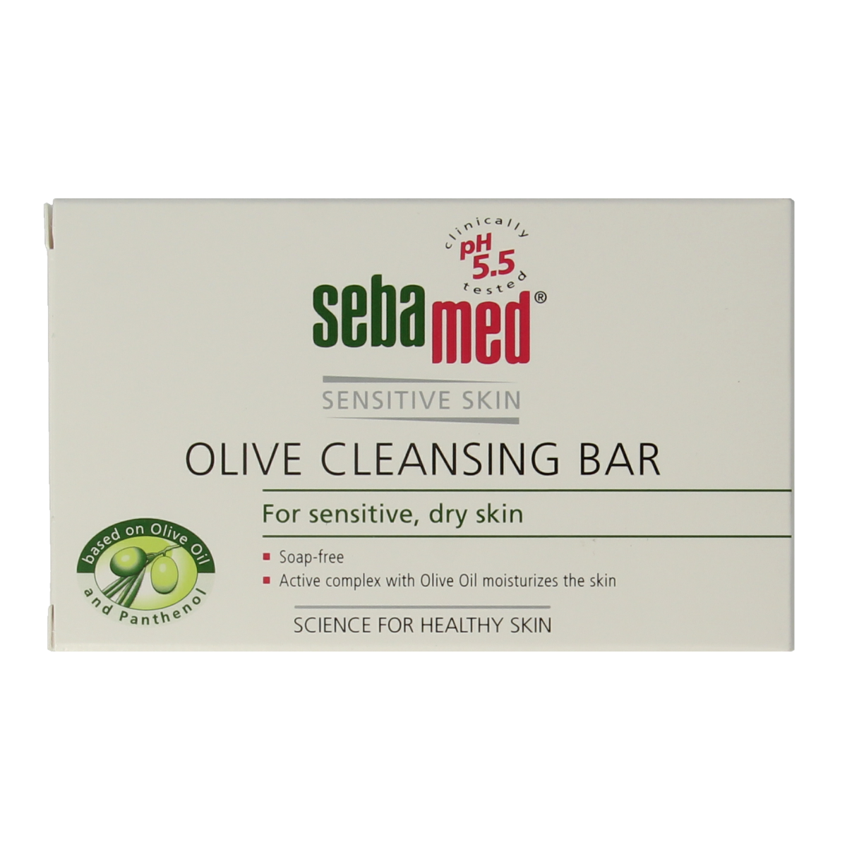Sebamed Zeepvrije wastablet olijf for body care, 150g, natural olive soap alternative in a compact tablet form