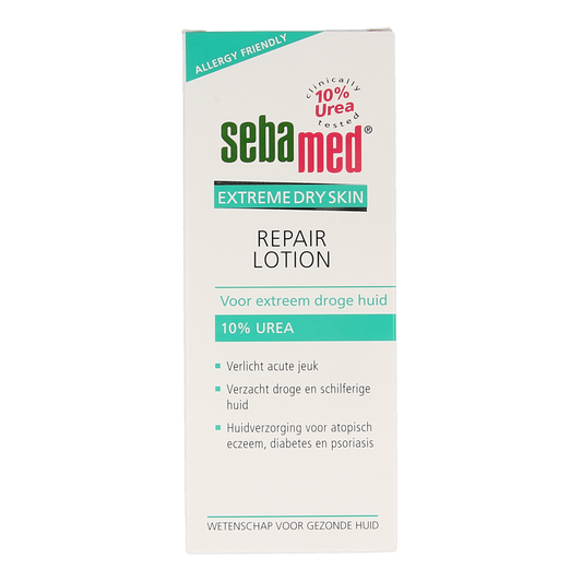 Sebamed Extreme Dry Urea Repair Lotion 10% in 200ml bottle, moisturizing body lotion for very dry skin.