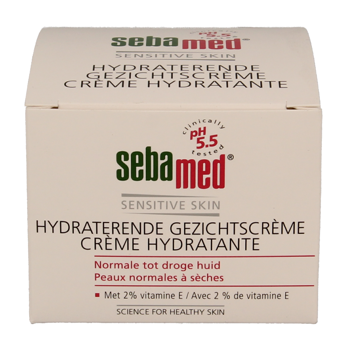 Sebamed body care cream pot with 75ml of moisturizing cream in a white jar for skin hydration and soothing skincare.