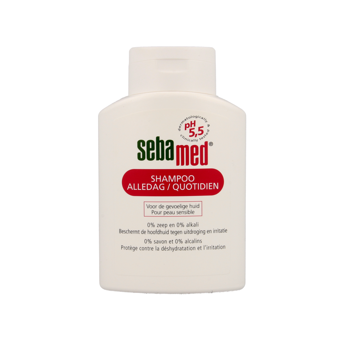 Sebamed daily hair care shampoo bottle, 200ml, designed for gentle cleansing and scalp health.