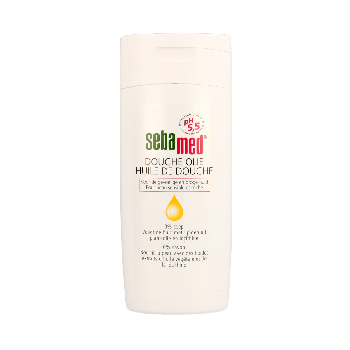 Sebamed Douche olie in 200ml bottle, gentle bad en douche product with moisturizing formula, suitable for sensitive skin.