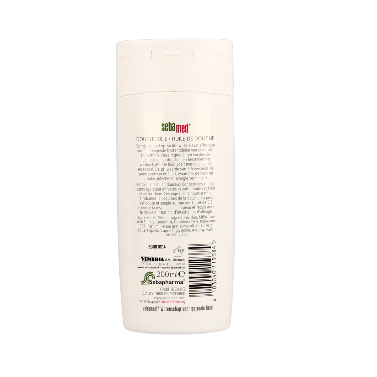 Sebamed Douche Olie 200ml bottle, gentle bad en douche product with soothing skincare formula, shown in the image.