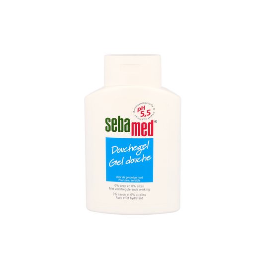 Sebamed Douchegel 200ml bottle, gentle bad en douche product with brand label visible, suitable for daily skin care.