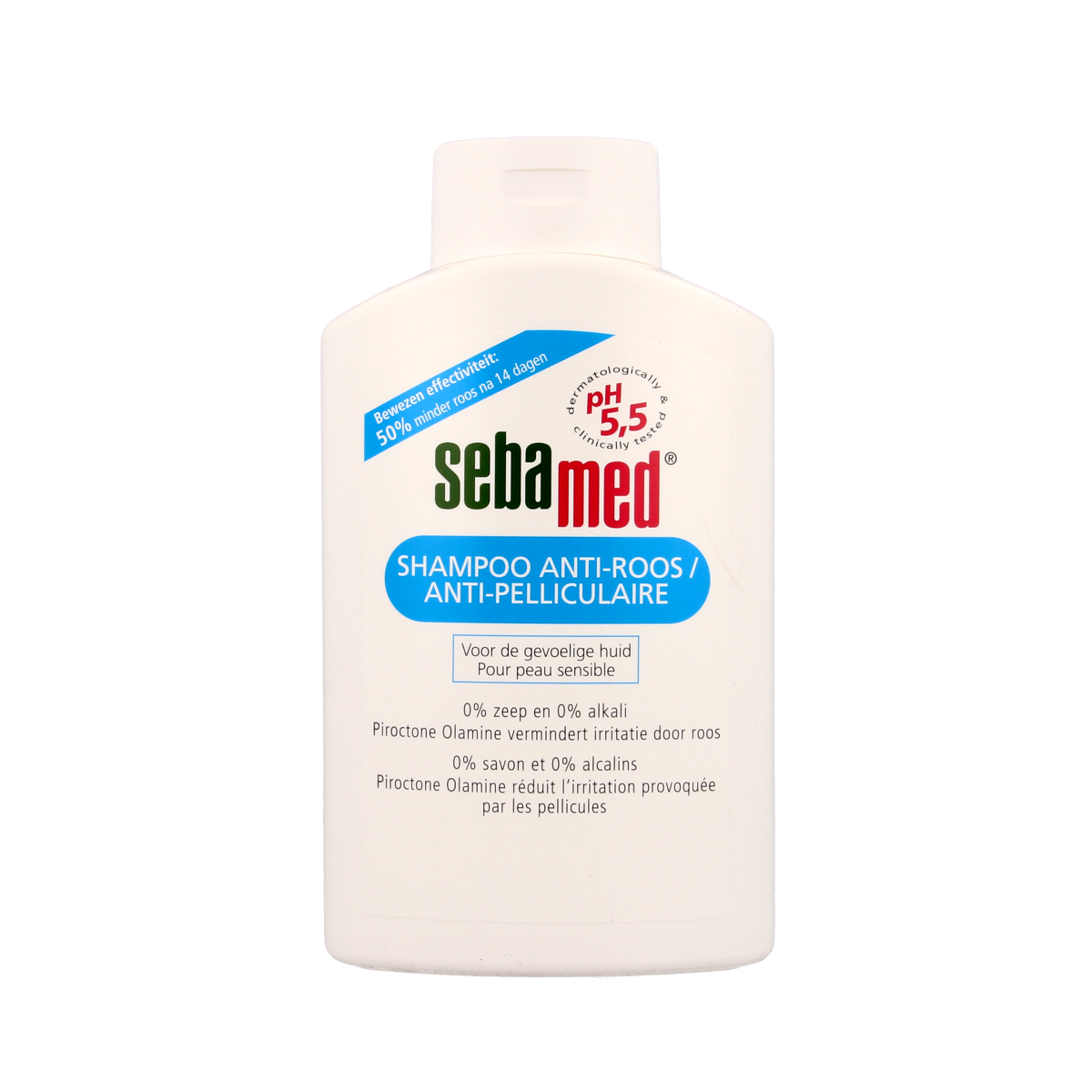 Sebamed Anti-Roos Shampoo 400ml bottle with label, designed for scalp care and dandruff prevention.