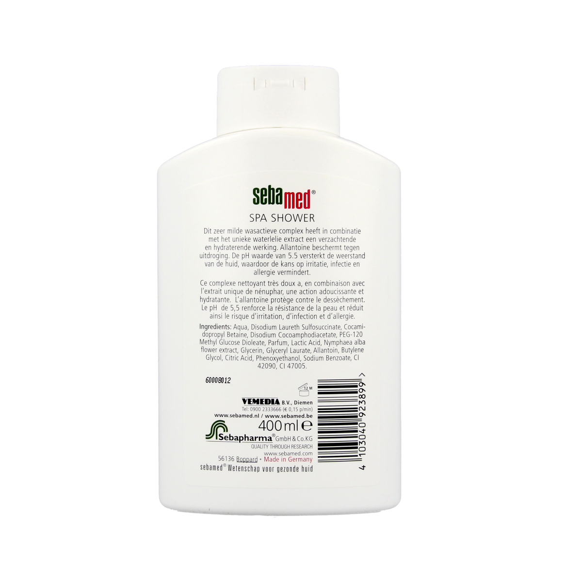 Sebamed Spa shower gel 400ml bottle, gentle bad en douche with soothing formula, shown in the image.