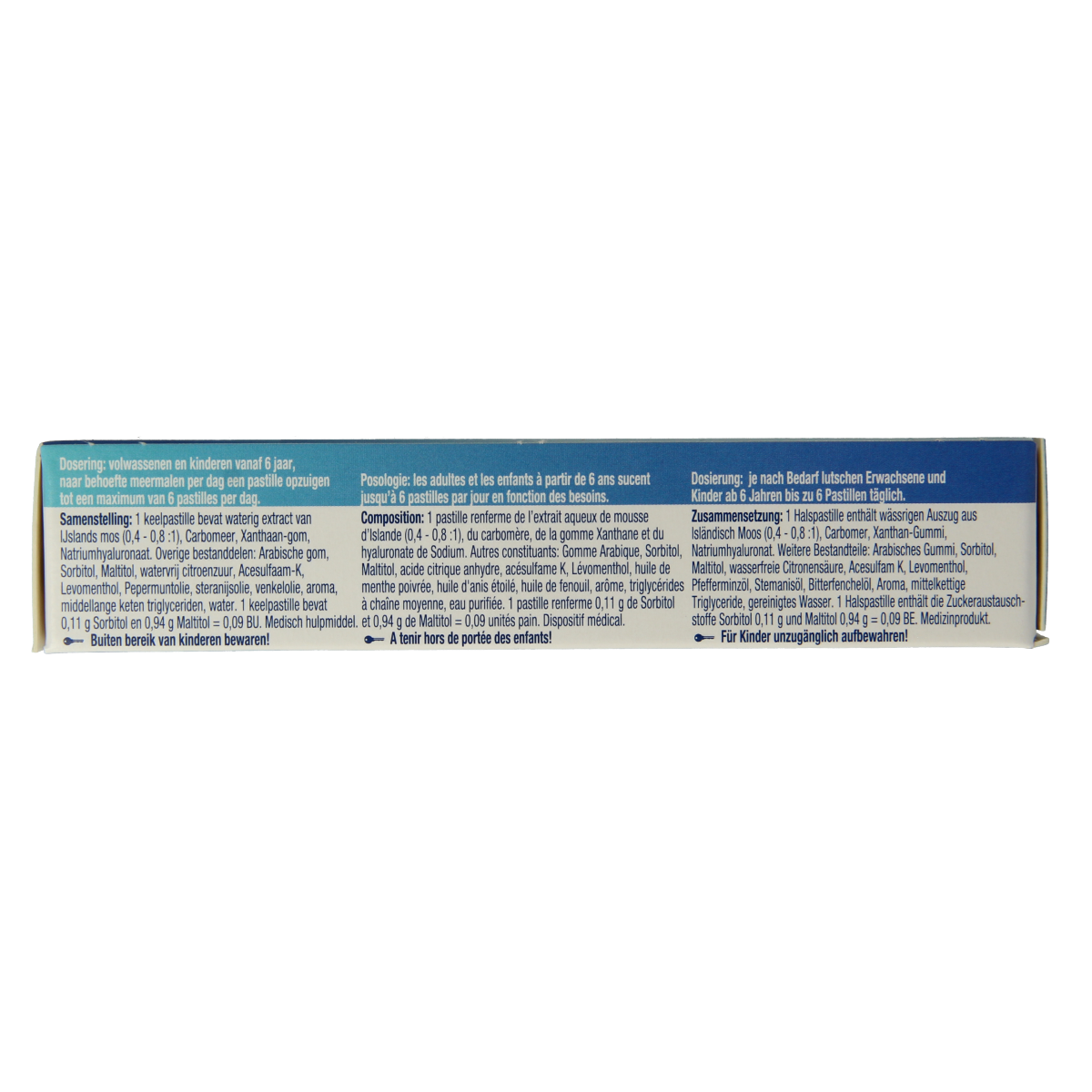Isla Medic acute keelpastilles in a box, soothing sore throat and cold symptoms, natural herbal remedy for cold and flu relief.