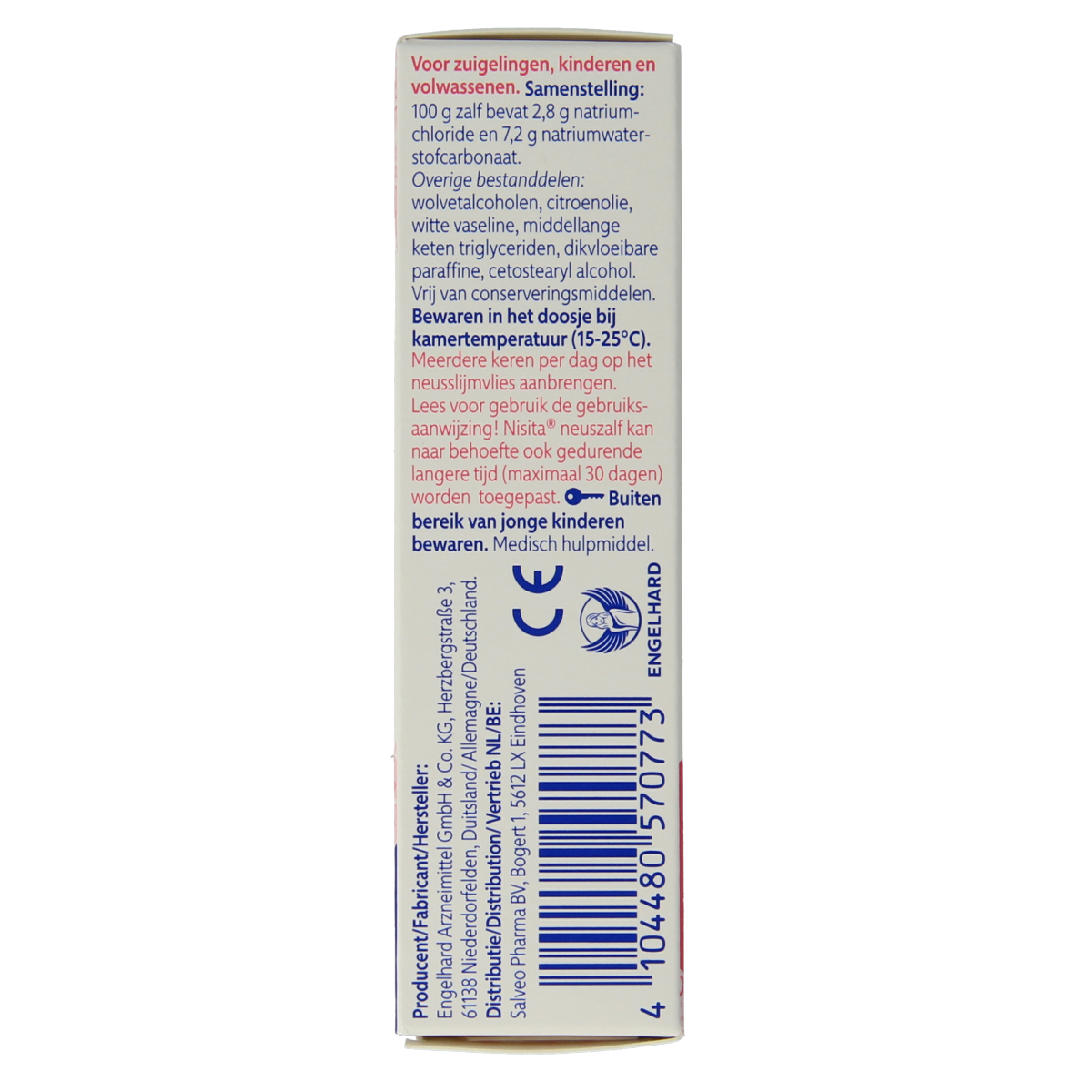 Nisita Neuszalf baby and toddler nasal ointment in 10g tube, used for nasal care and inhalation relief.